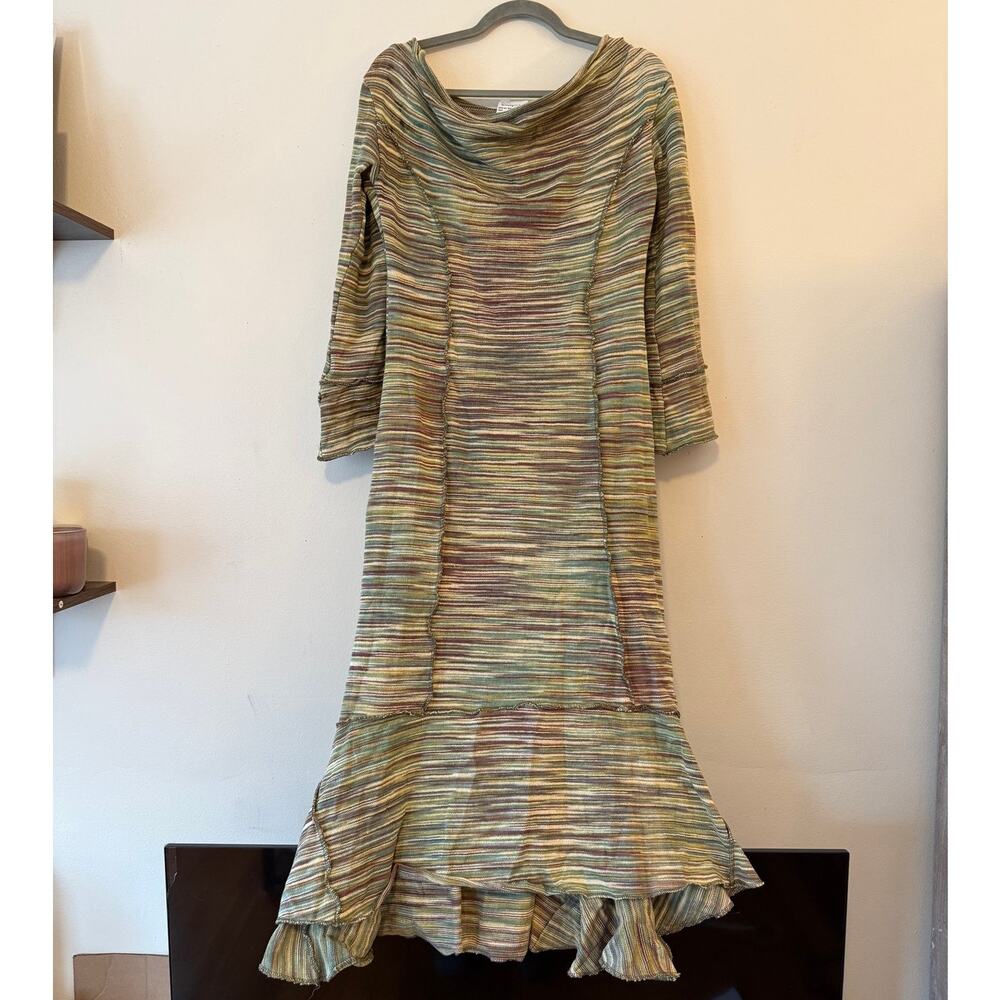 NWT earth tone boho mermaid midi dress made in Nepal, Size L